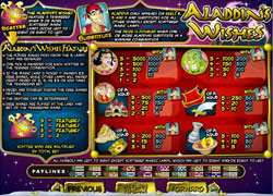 Aladdins Wishes Paytable Screenshot
